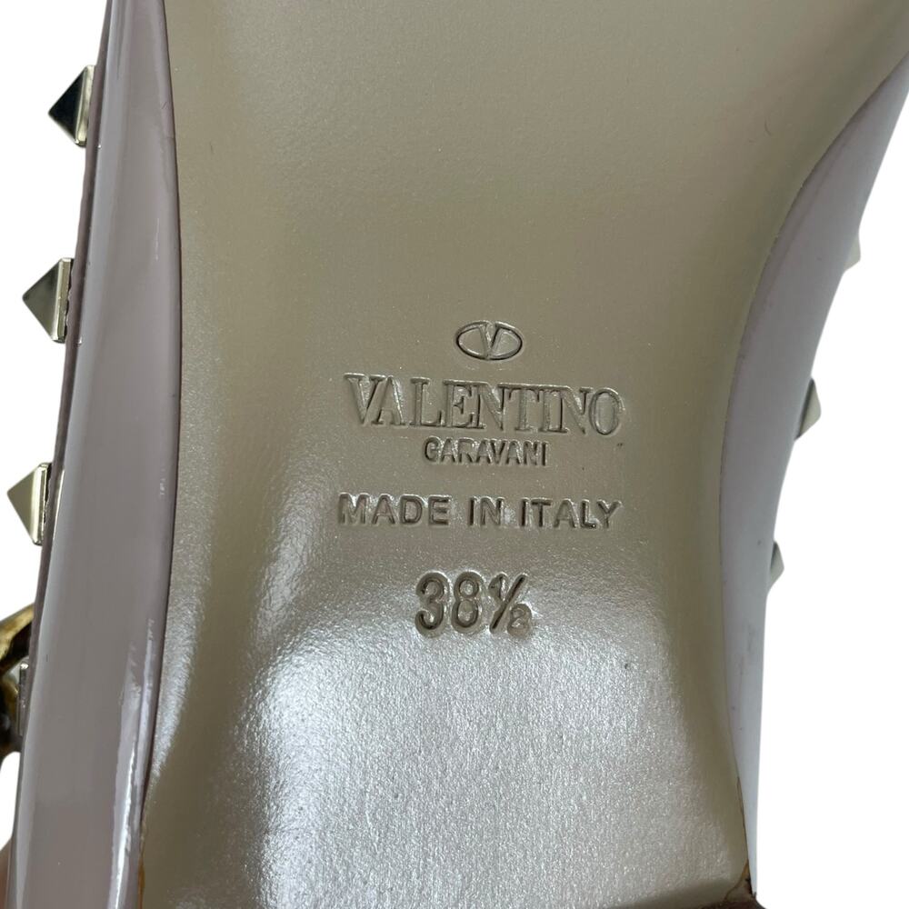 Valentino Garavani Rockstud Caged Patent Leather Flats Pink Size 38.5 - Picture 11 of 14
